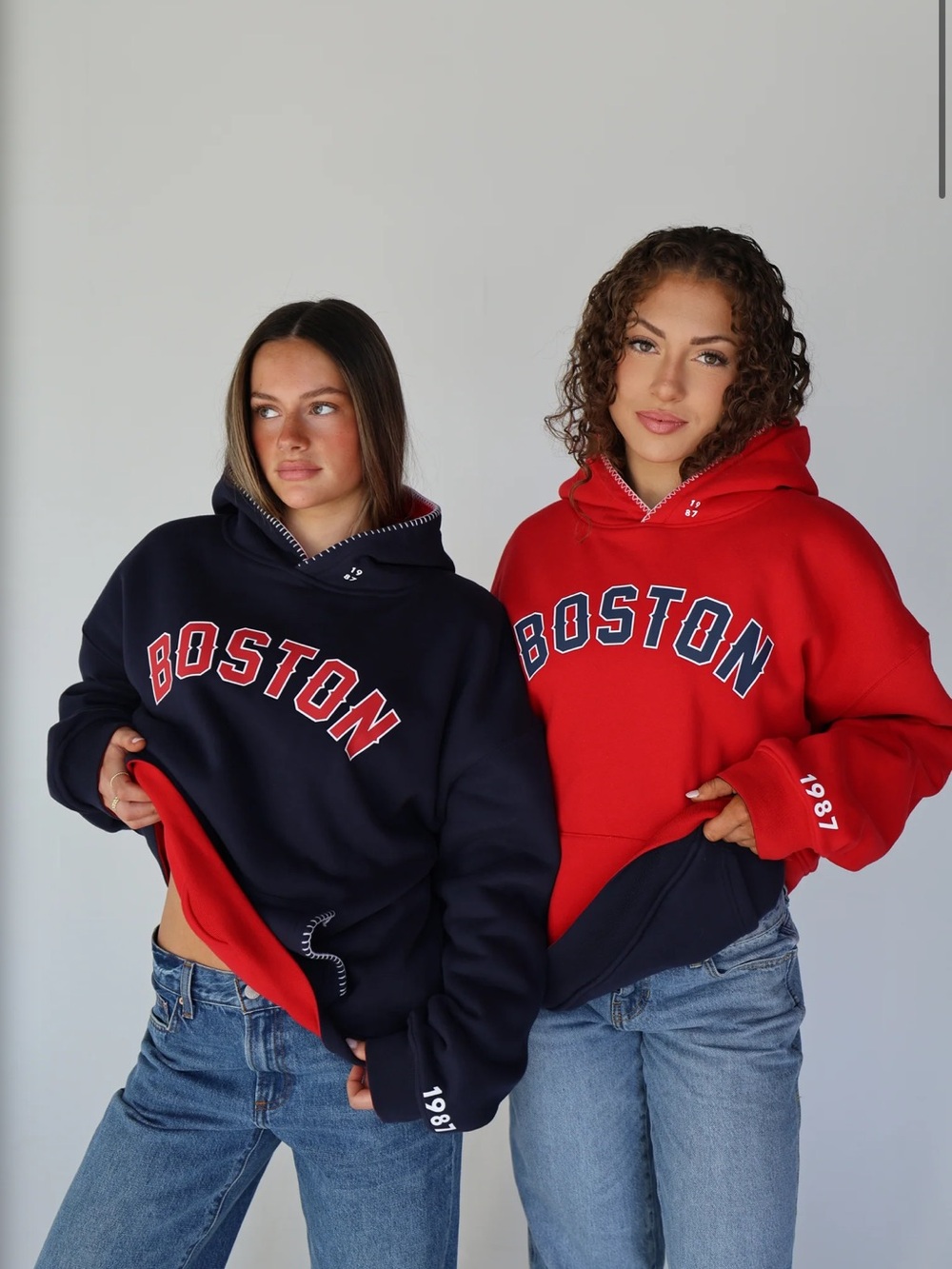 NWOT HOME/AWAY REVERSIBLE HOODIE IN "NAVY/CHERRY"